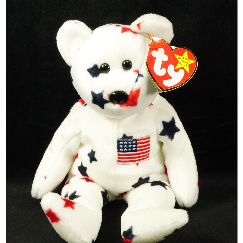 Vintage Ty Beanie Baby GLORY Birthdayโ July 4th 1997 w/ Plastic Display Case